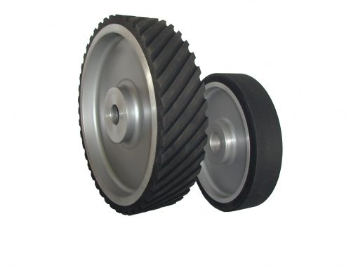 Large rubber contact wheels, serrated and plain from 2" - 18" OD, 1/4' to 6" wide