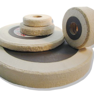 Non fray cloth contact wheels from 4" to 18" OD and 1/2" to 6" wide. #70 or #90 density in stock.